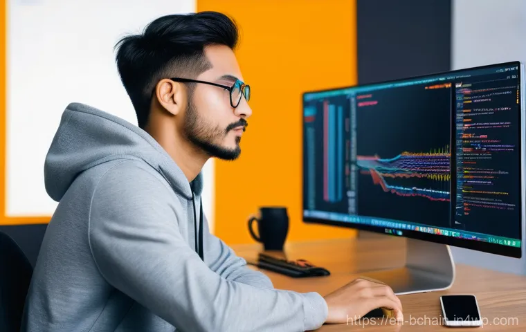 블록체인 개발 생태계 이해하기 - **Prompt 1: The Focused Blockchain Developer's Workspace**
A bright, modern workspace scene from...