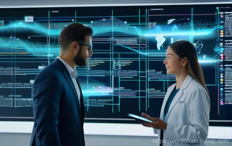 블록체인 기반의 개인정보 보호 방안 - **"The Immutable Data Fortress"**
An awe-inspiring, abstract representation of a blockchain netw... 블록체인 기반의 개인정보 보호 방안 - **"The Immutable Data Fortress"**
An awe-inspiring, abstract representation of a blockchain netw...