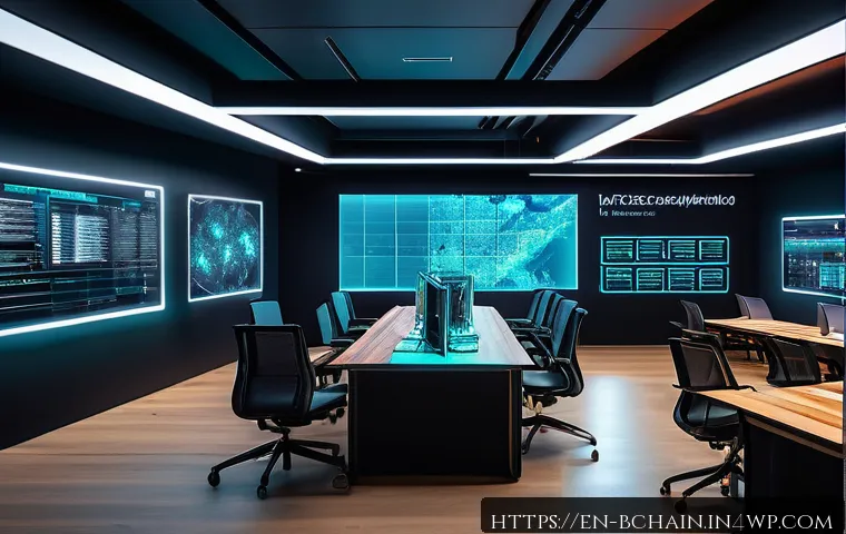 블록체인 프로젝트의 자금 조달 방안 - A futuristic co-working space filled with diverse crypto enthusiasts collaborating around holographi...