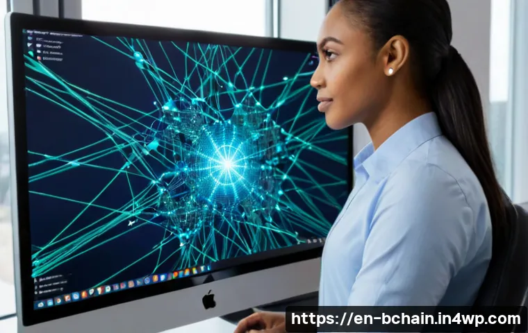 블록체인 개발의 윤리적 고려사항 - Photorealistic ethical blockchain development workspace, diverse software engineer and compliance sp...